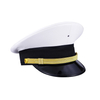 White PU Leather Sailor Hat - Classic Naval Peaked Cap for Men & Women