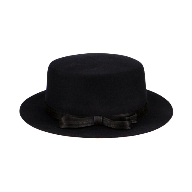Hot Sale New British Style Vintage Unisex Flat Hat High-Grade Round Wool Flat Top Hat Big Brim Trilby Fedora Hat