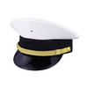 White PU Leather Sailor Hat - Classic Naval Peaked Cap for Men & Women
