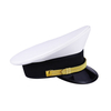 White PU Leather Sailor Hat - Classic Naval Peaked Cap for Men & Women