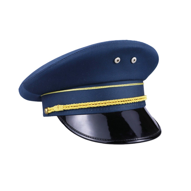 Navy Blue Wool Blend Peaked Cap Classic Military Officer Sailor Hat For Men
