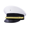 White PU Leather Sailor Hat - Classic Naval Peaked Cap for Men & Women