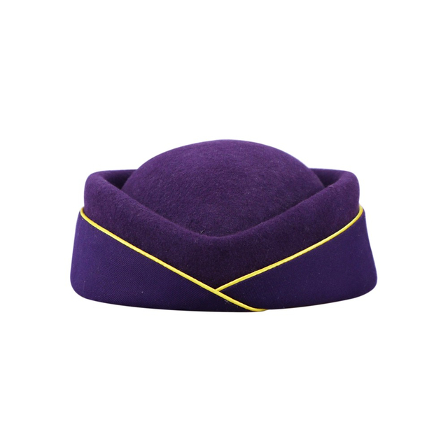 Purple Wool Blend Sailor Cap Classic Peaked Hat Navy Military Style Uniform Headwear