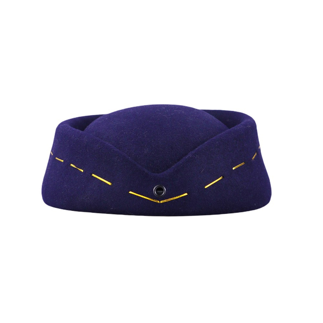 Purple Wool Blend Sailor Peaked Cap Vintage Navy Officer Hat Military Style Headwear
