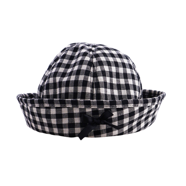 Sailor Hat Black White Checkered Polyester Party Hat Stylish Casual Cap