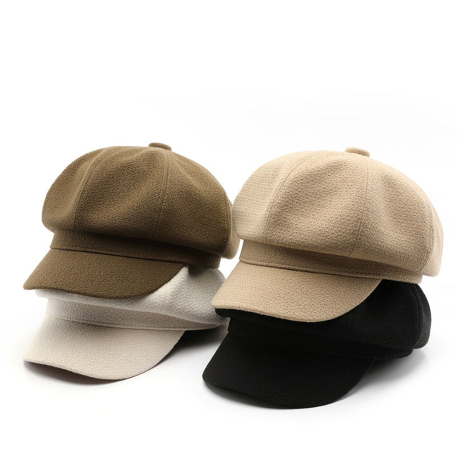 Custom Peaked Cap Korean Style Polyester Wild Brim Beret Hats for Women Beret Caps and Hats With Earflaps