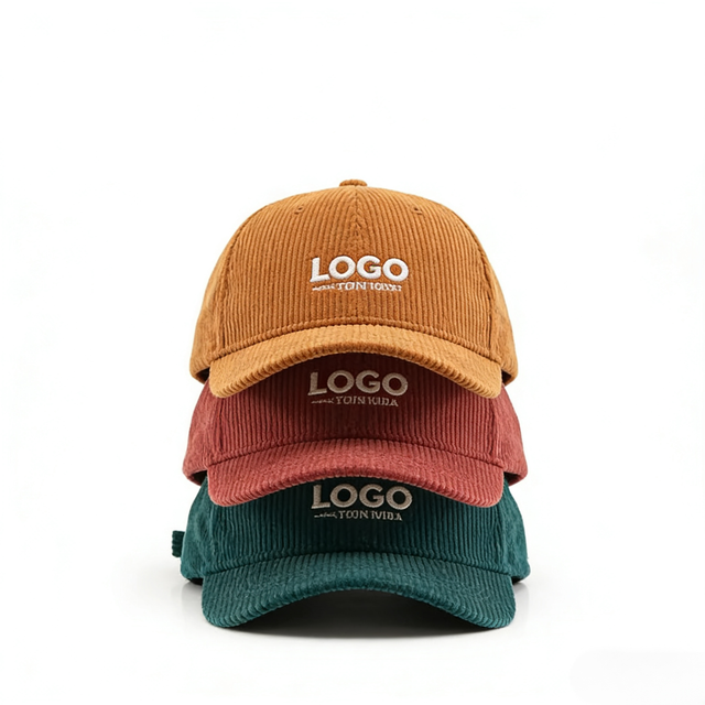 High Quality Custom Embroidered Corduroy Baseball Cap 6 Panel Curved Brim Unisex Spring Fall Streetwear for Men Women